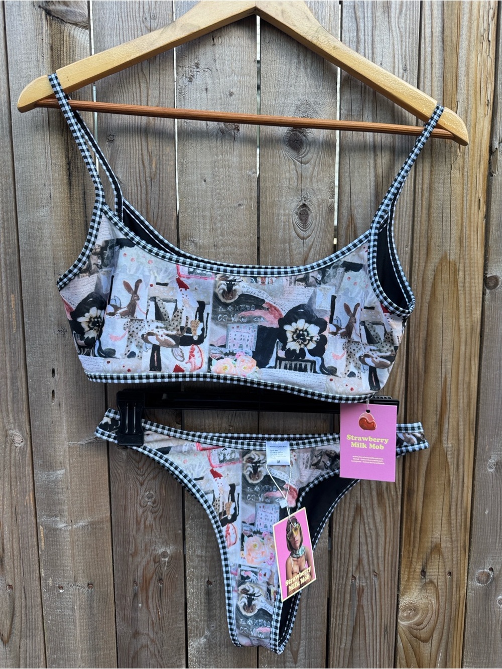 Strawberry Milk Mob  Printed Bikini Set NWT